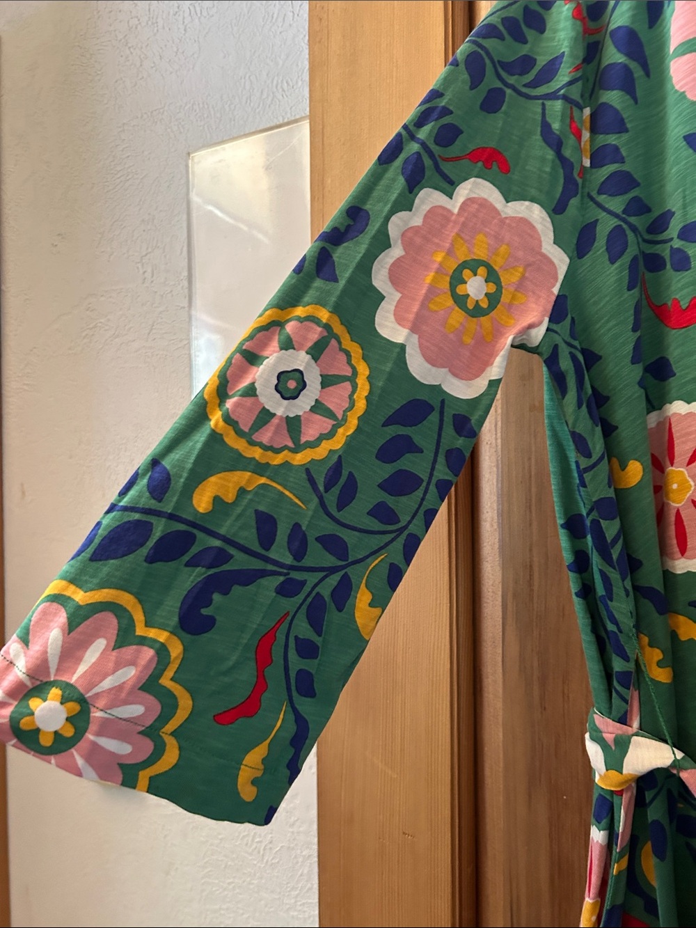 Green Floral Wrap Dress with Belt - Picture 5 of 10